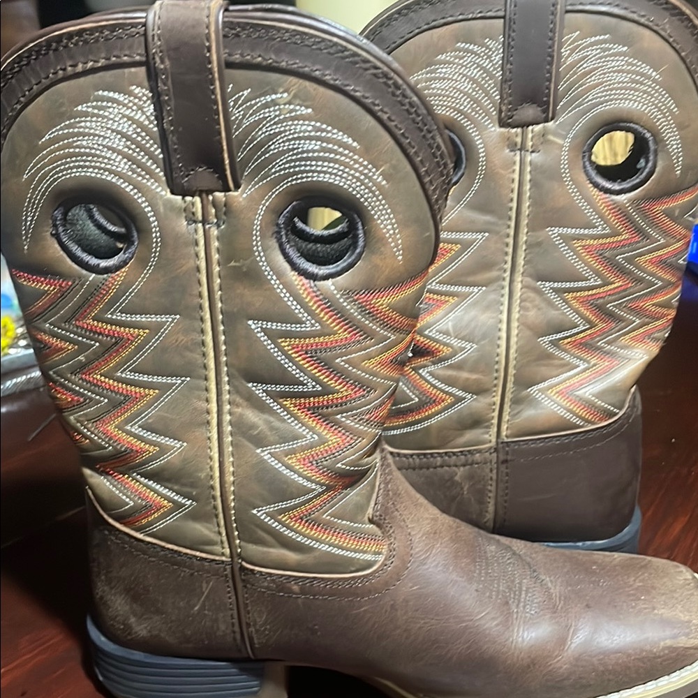 Brown Western Kids Durango Cowboy Boots with Embroidered Design